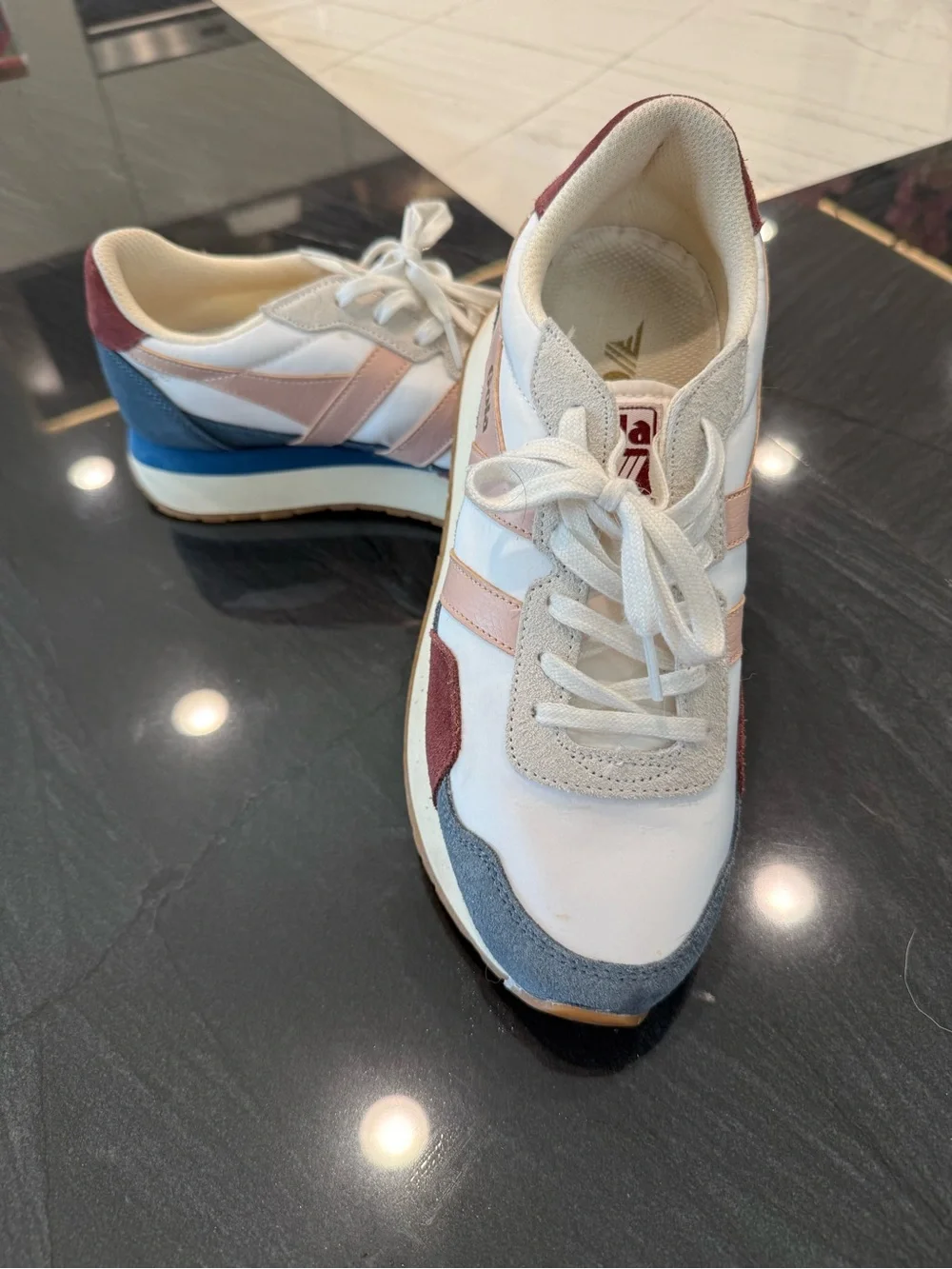 Gola White Sneakers with Pink, Blue and Burgundy Accents - Picture 1 of 9
